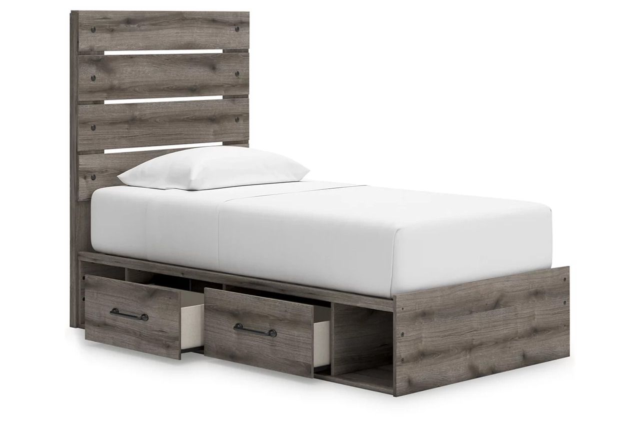 Fondenlane Twin Panel Storage Bed In Brown Gray NCB2405B18