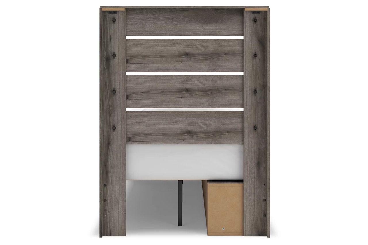 Fondenlane Twin Panel Storage Bed In Brown Gray NCB2405B18