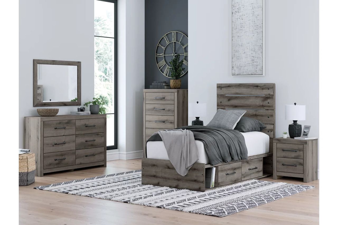 Fondenlane Twin Panel Storage Bed In Brown Gray NCB2405B18