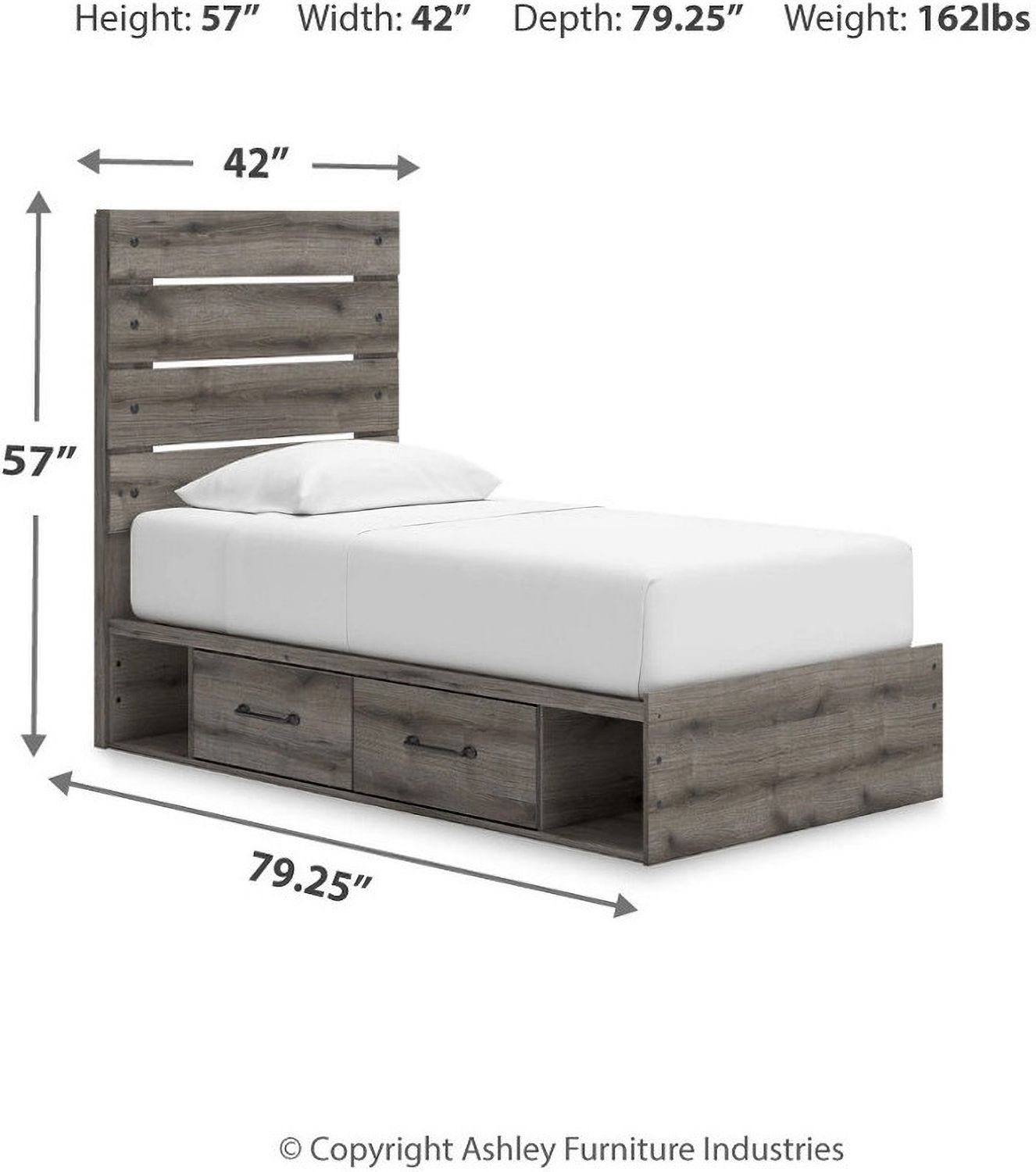 Fondenlane Twin Panel Storage Bed In Brown Gray NCB2405B18