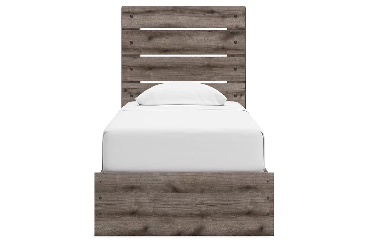 Fondenlane Twin Panel Bed with Storage In Brown Gray NCB2405B19