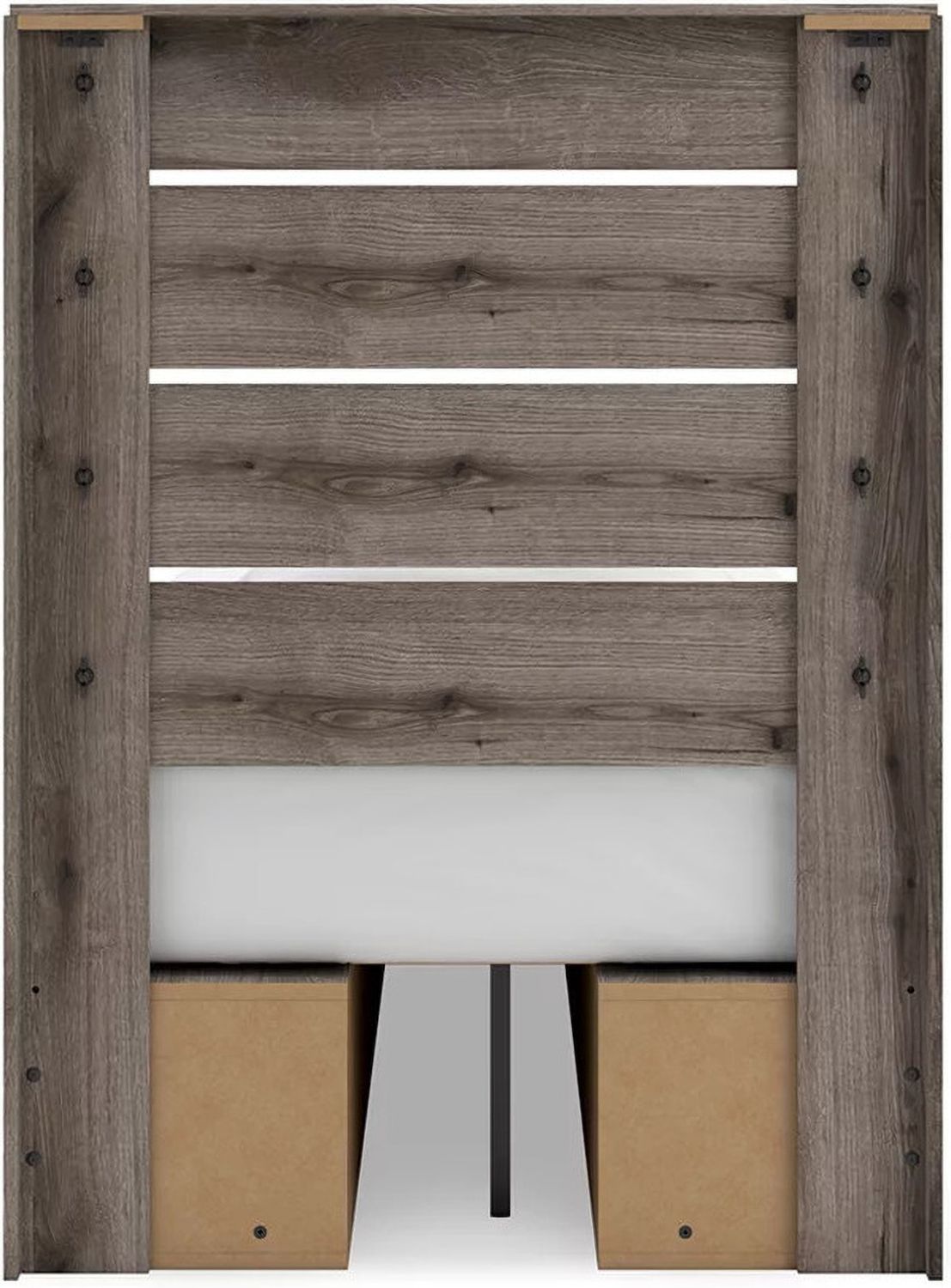 Fondenlane Twin Panel Bed with Storage In Brown Gray NCB2405B19