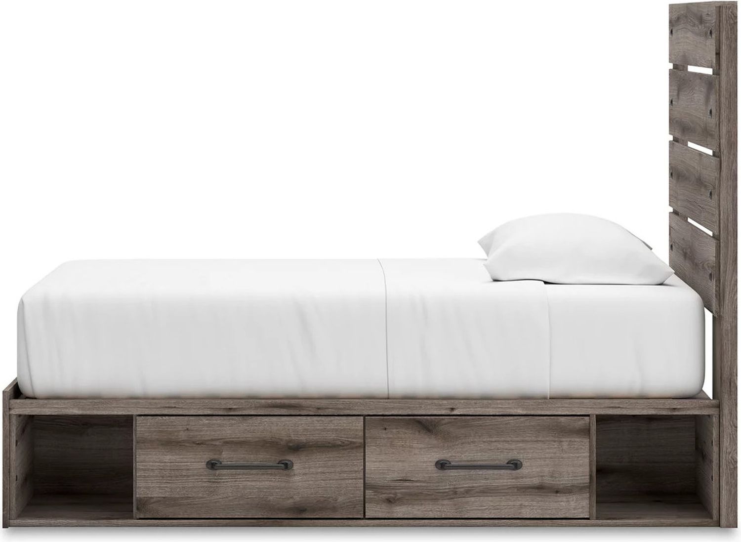 Fondenlane Twin Panel Bed with Storage In Brown Gray NCB2405B19