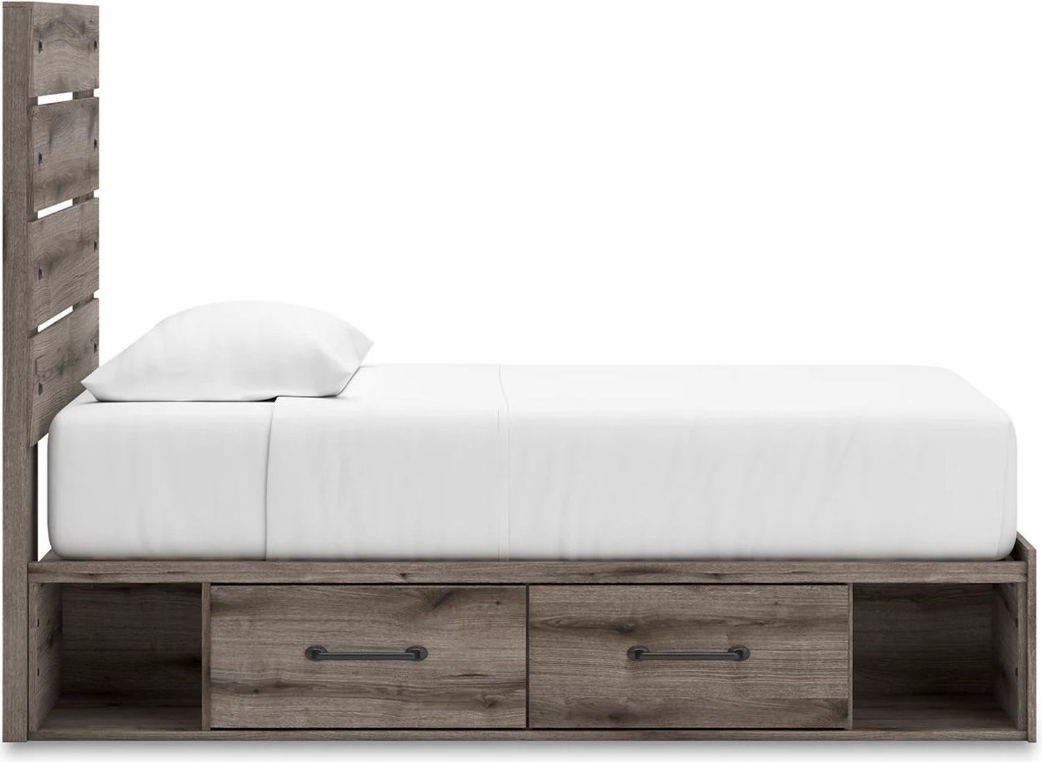 Fondenlane Twin Panel Bed with Storage In Brown Gray NCB2405B19