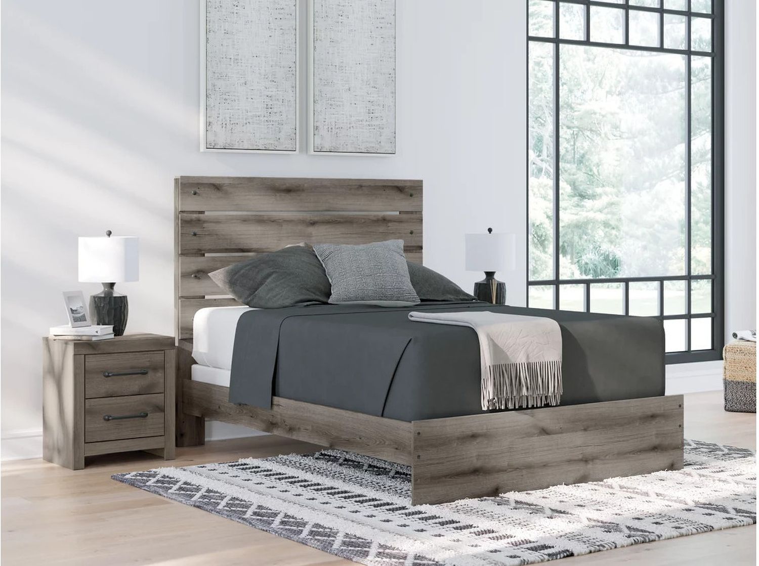 Fondenlane Queen Panel Bed In Brown Gray NCB2405B2