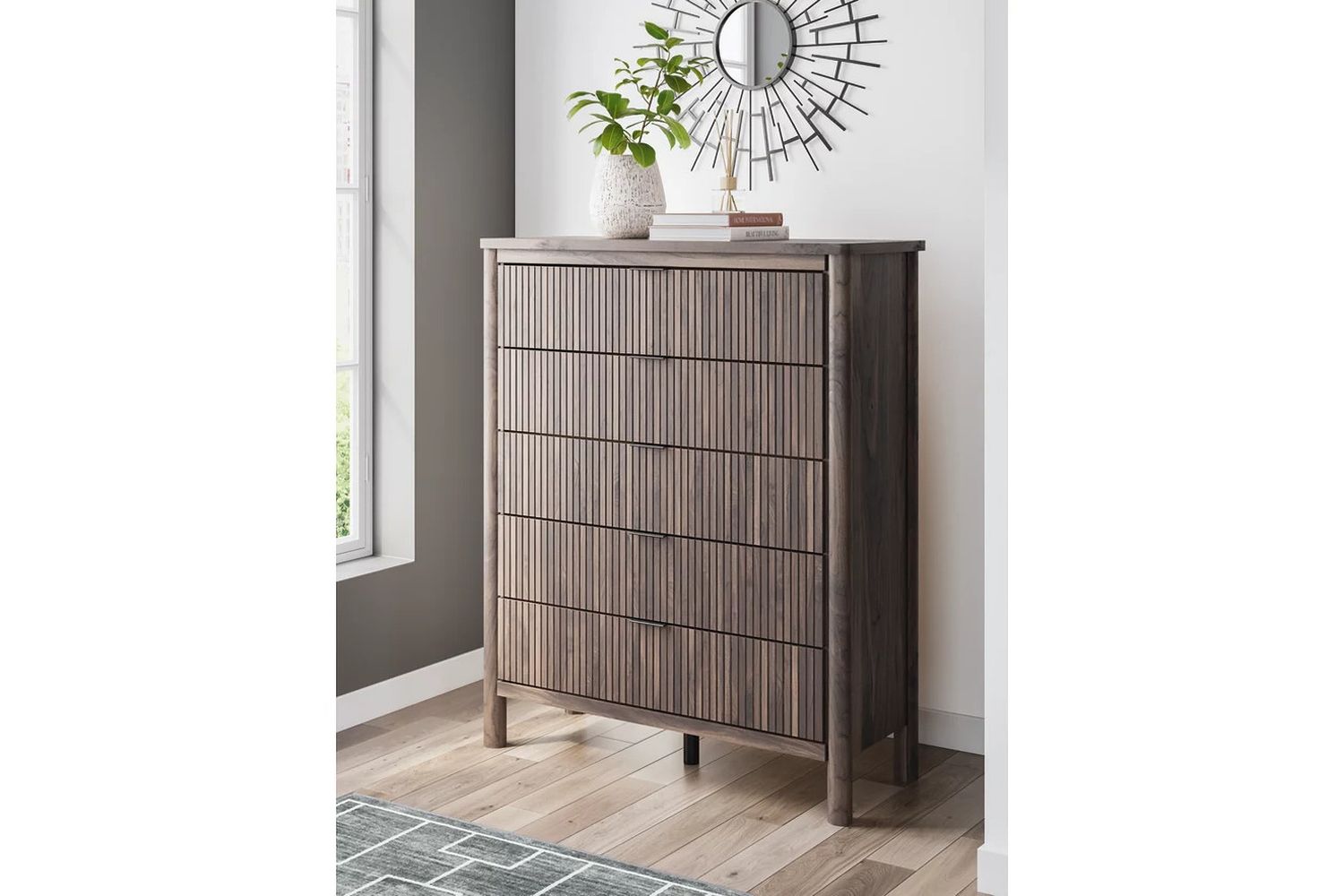 Symarro Wide Chest of Drawers In Brown NCB261446