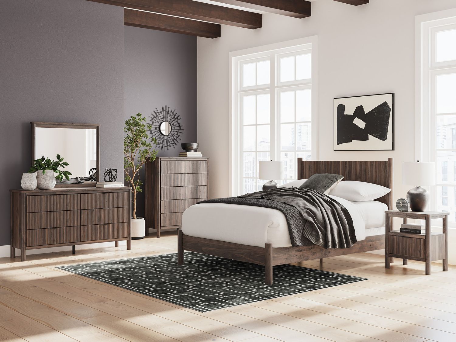 Symarro Wide Chest of Drawers In Brown NCB261446