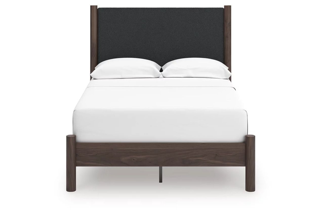 Symarro Full Upholstered Panel Platform Bed In Brown NCB2614B10