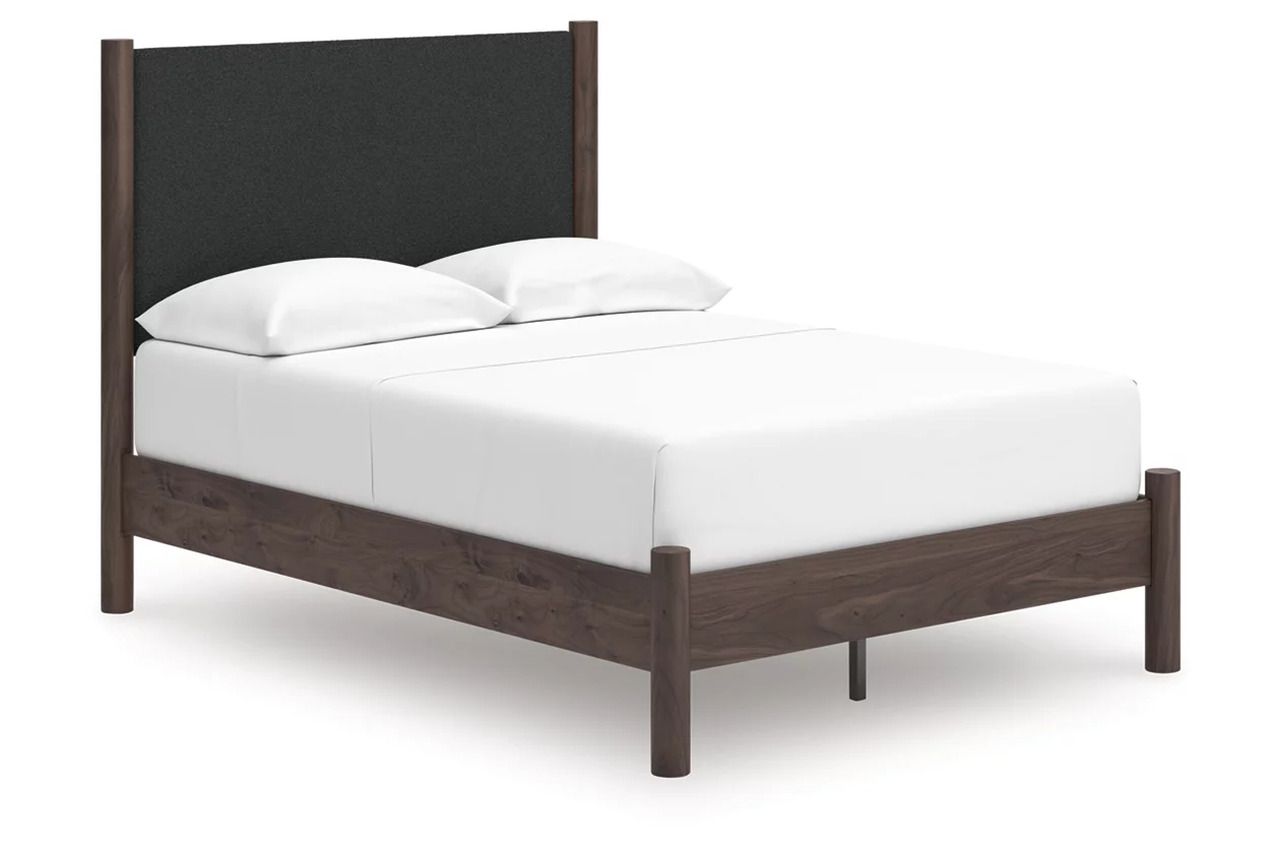 Symarro Full Upholstered Panel Platform Bed In Brown NCB2614B10