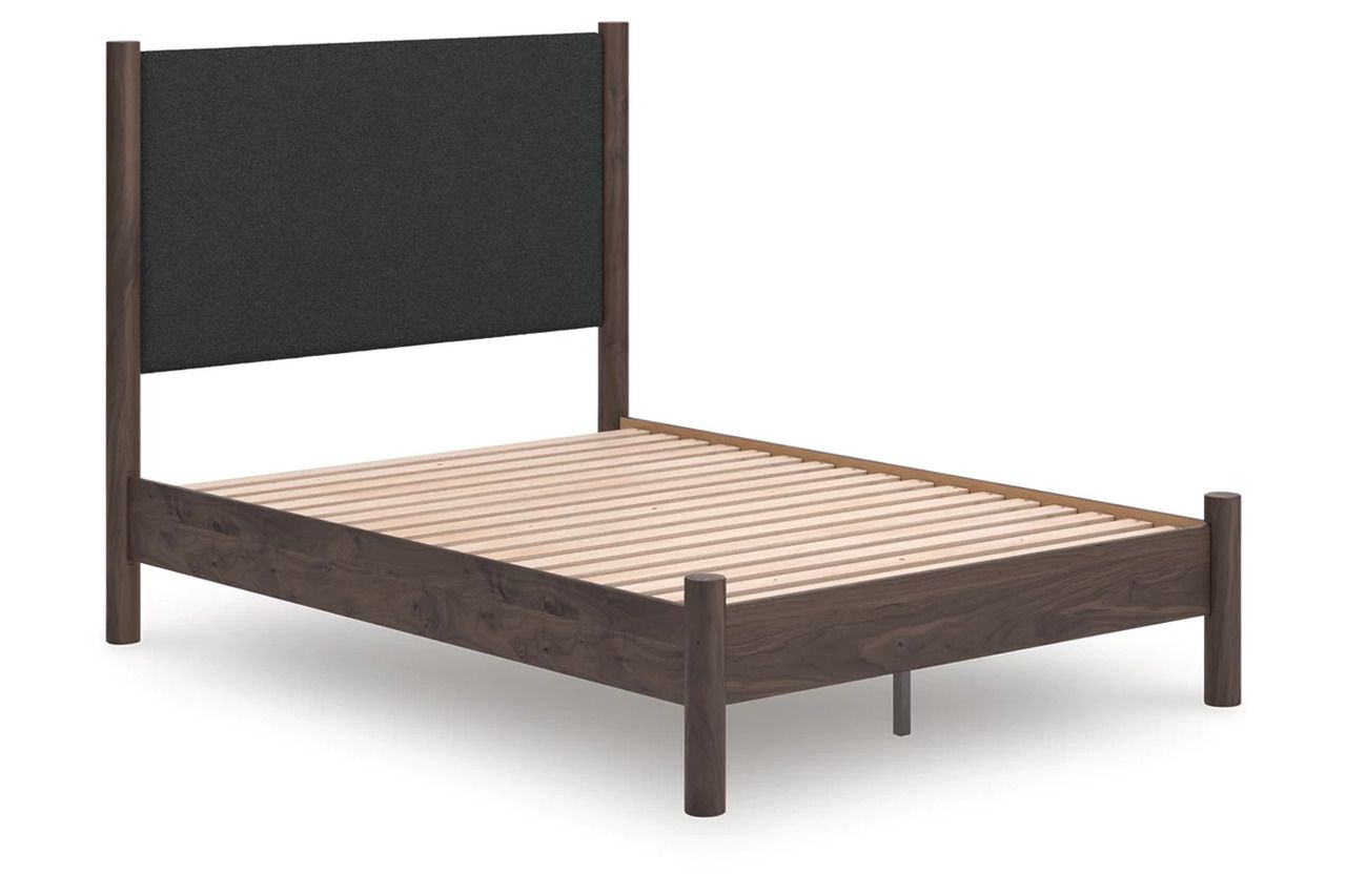 Symarro Full Upholstered Panel Platform Bed In Brown NCB2614B10