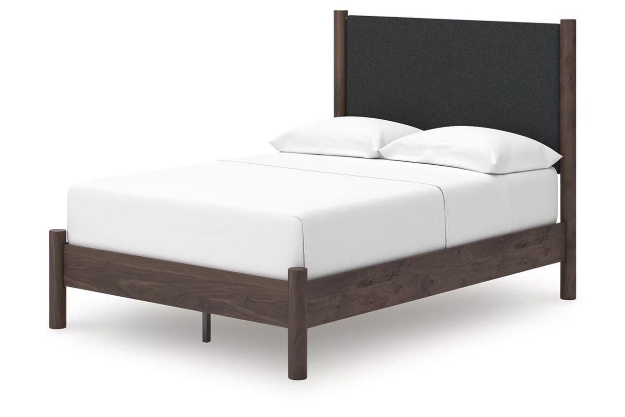 Symarro Full Upholstered Panel Platform Bed In Brown NCB2614B10