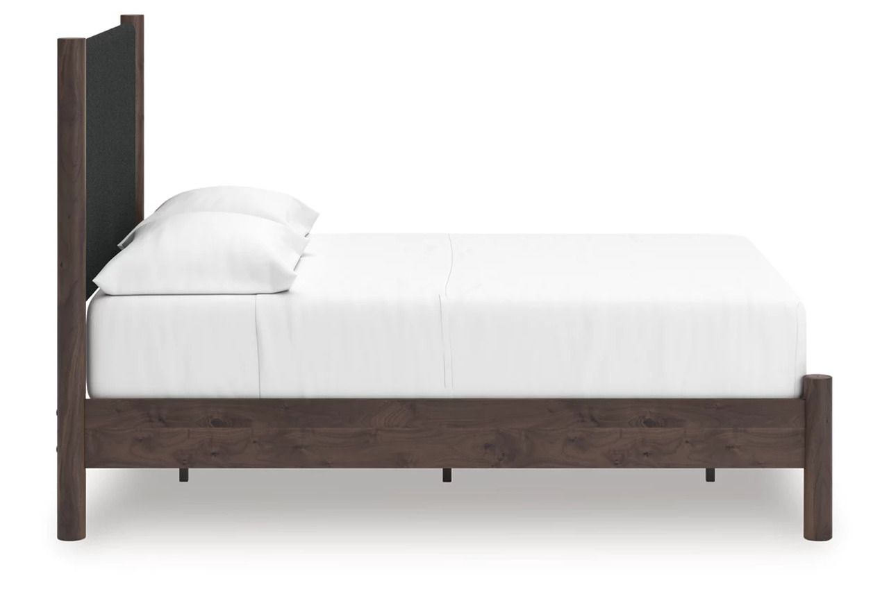 Symarro Full Upholstered Panel Platform Bed In Brown NCB2614B10