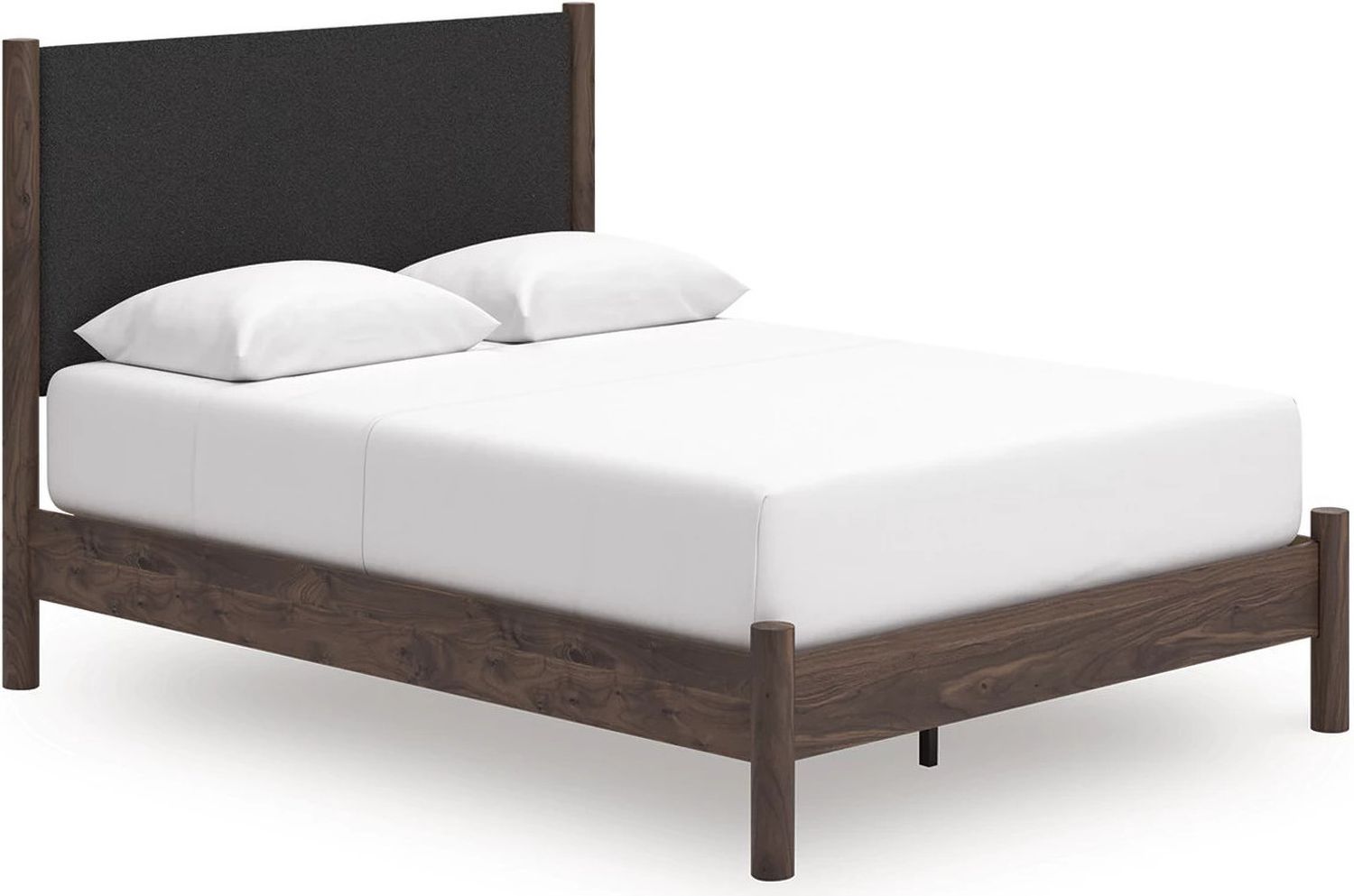 Symarro Queen Upholstered Panel Platform Bed In Brown NCB2614B12