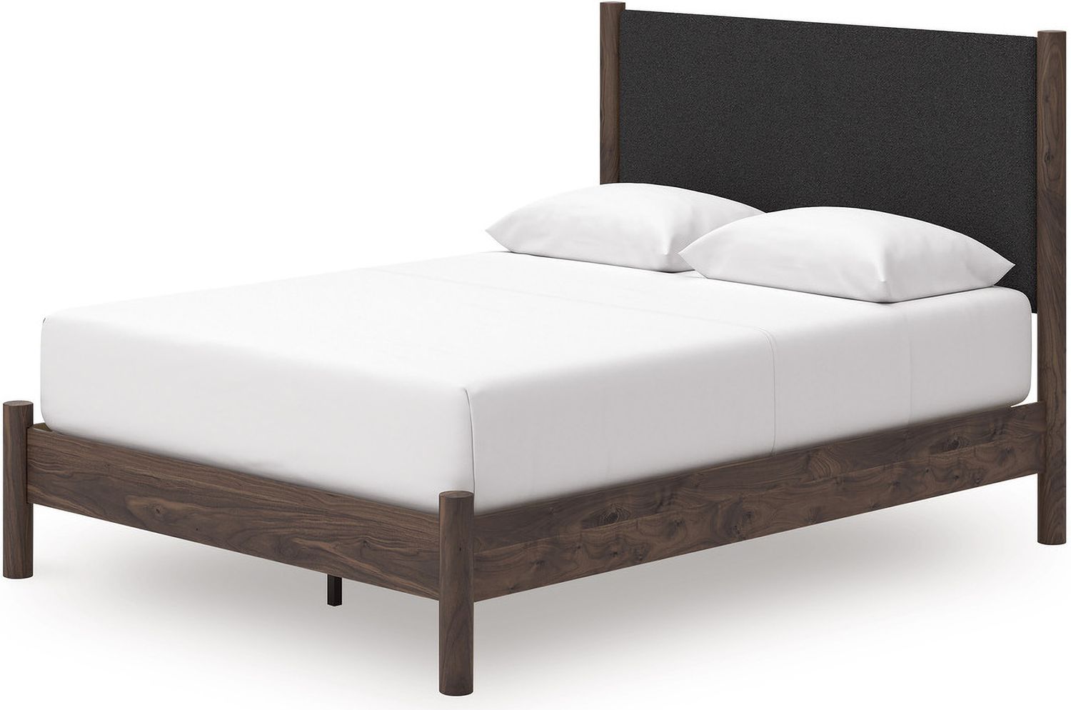 Symarro Queen Upholstered Panel Platform Bed In Brown NCB2614B12