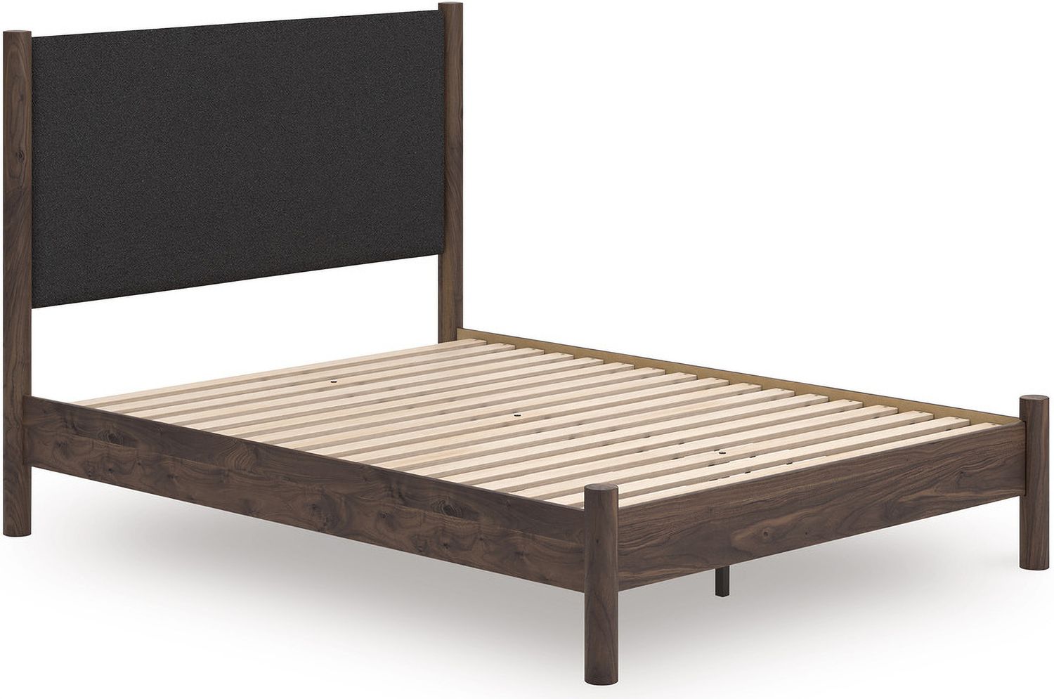 Symarro Queen Upholstered Panel Platform Bed In Brown NCB2614B12