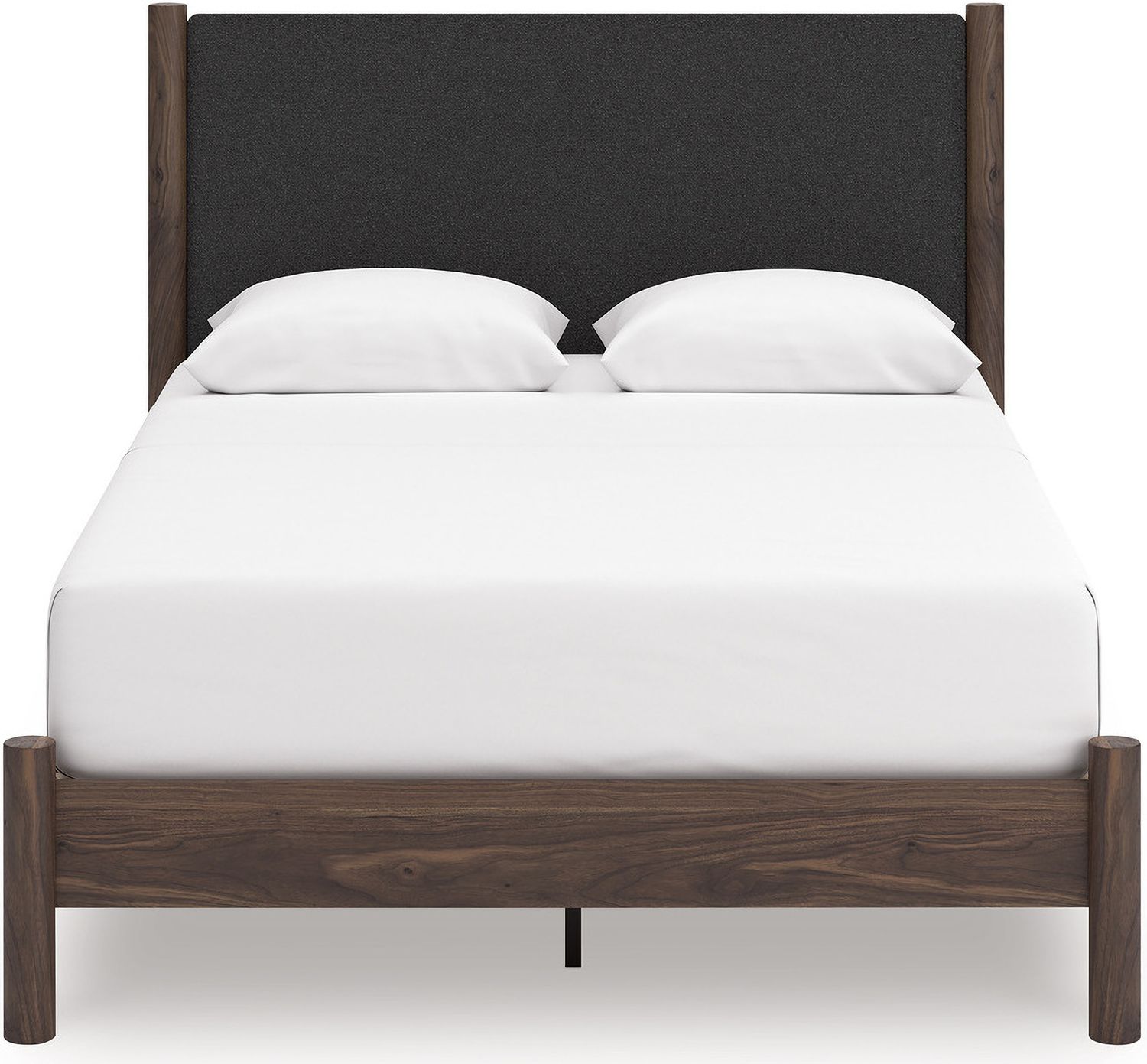 Symarro Queen Upholstered Panel Platform Bed In Brown NCB2614B12