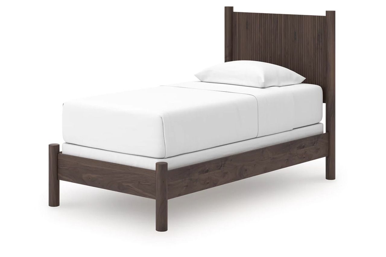 Symarro Twin Panel Bed In Brown NCB2614B14