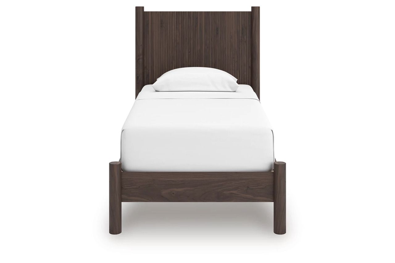 Symarro Twin Panel Platform Bed In Brown NCB2614B2