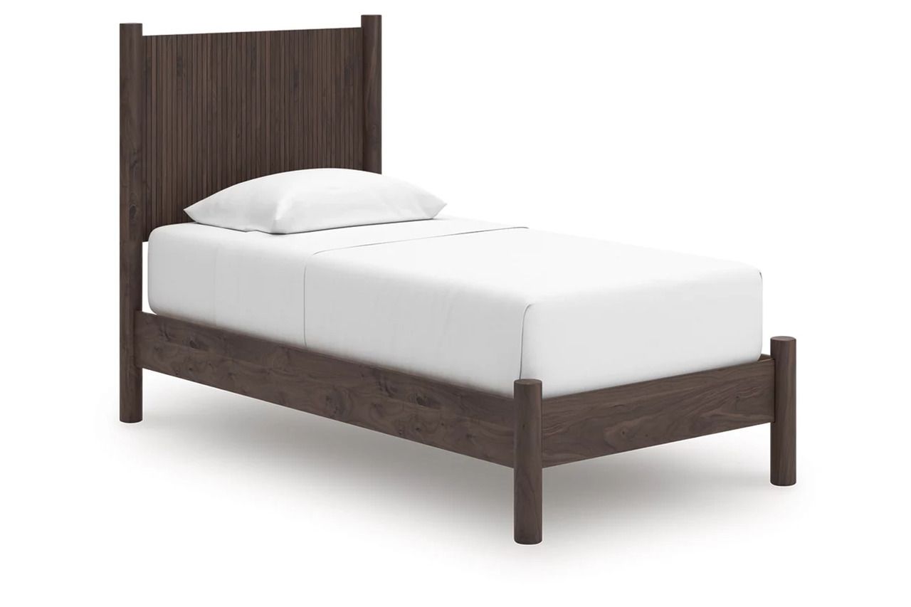 Symarro Twin Panel Platform Bed In Brown NCB2614B2