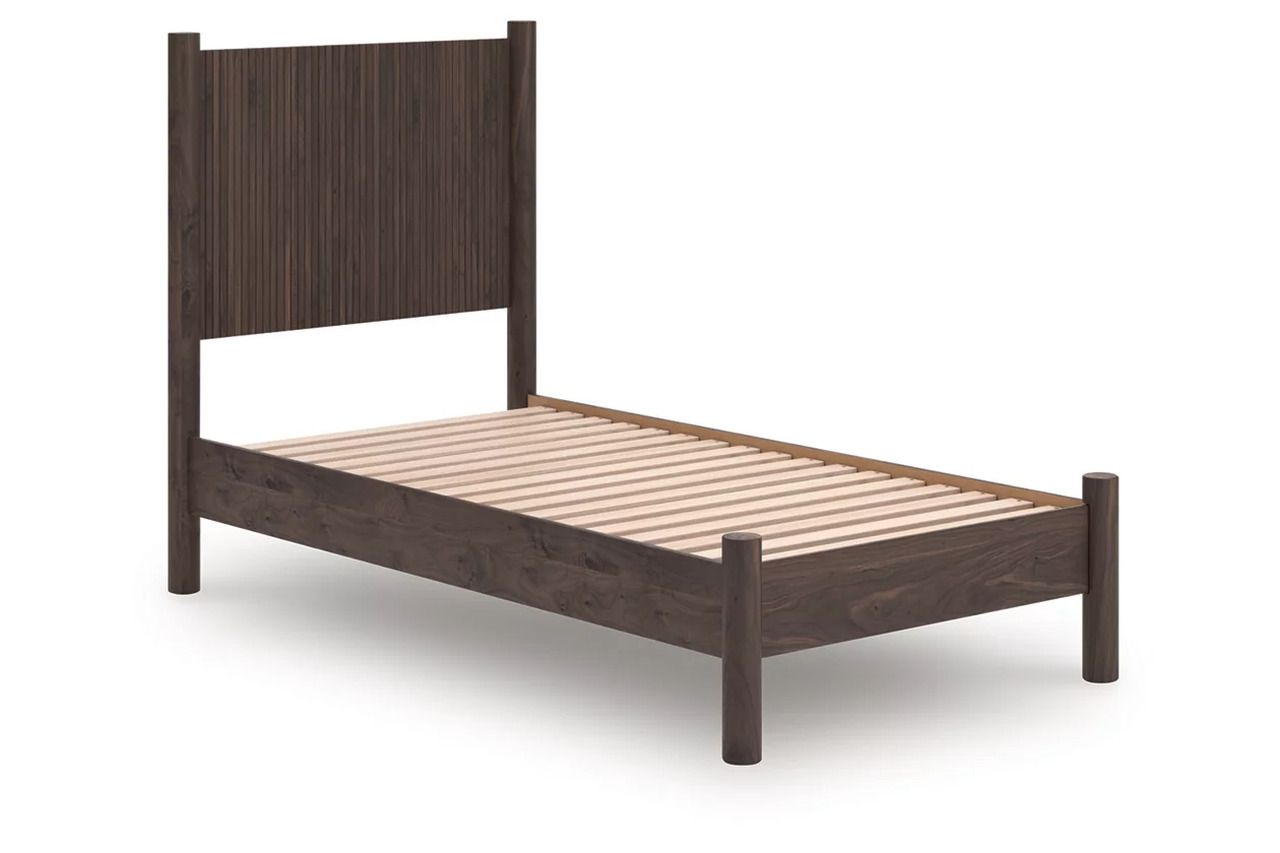 Symarro Twin Panel Platform Bed In Brown NCB2614B2