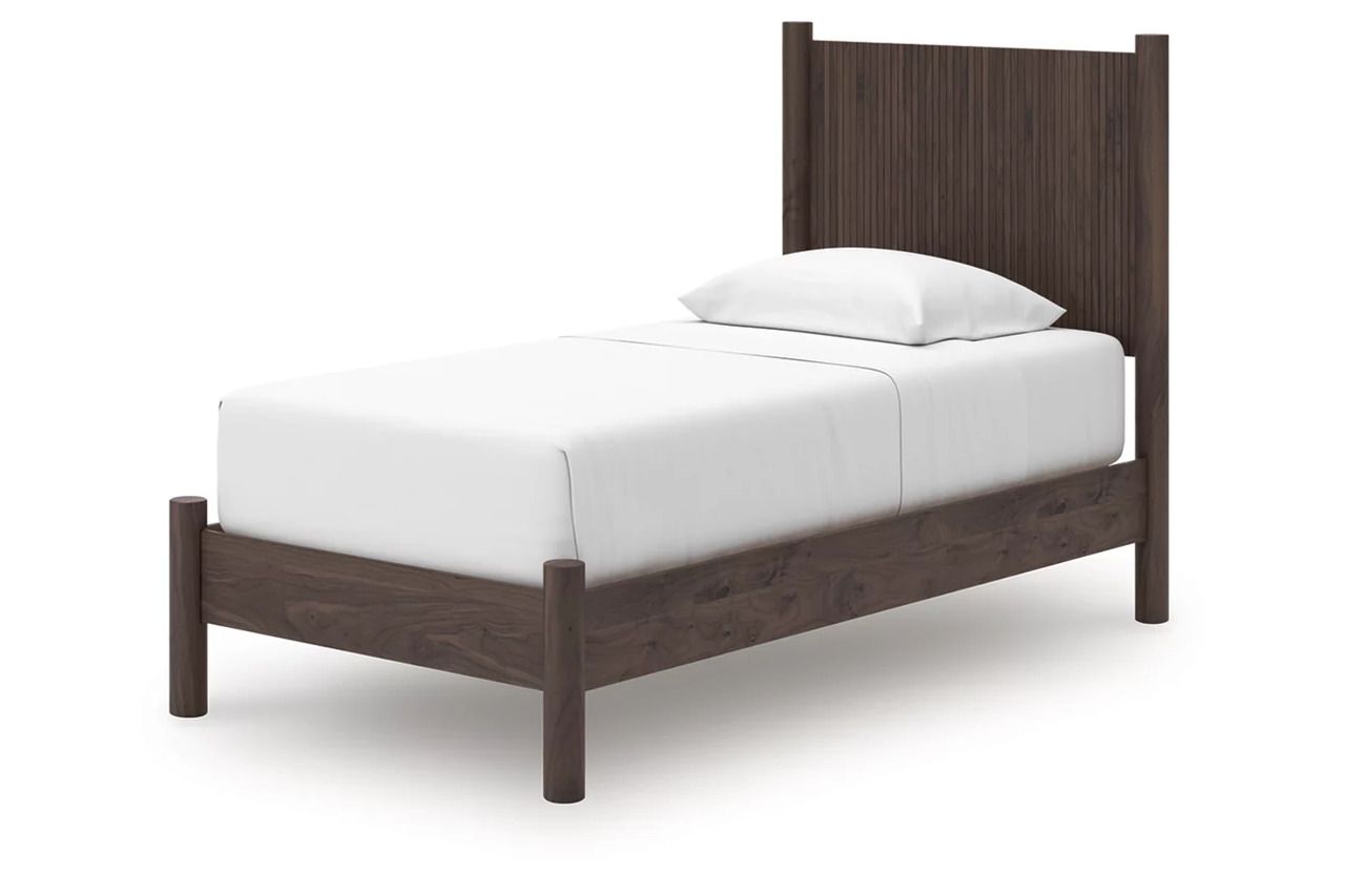 Symarro Twin Panel Platform Bed In Brown NCB2614B2