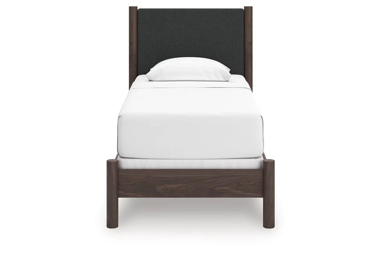 Symarro Twin Upholstered Panel Bed In Brown NCB2614B20