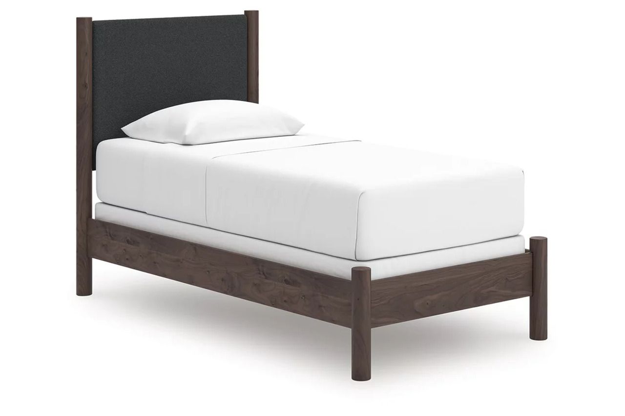 Symarro Twin Upholstered Panel Bed In Brown NCB2614B20