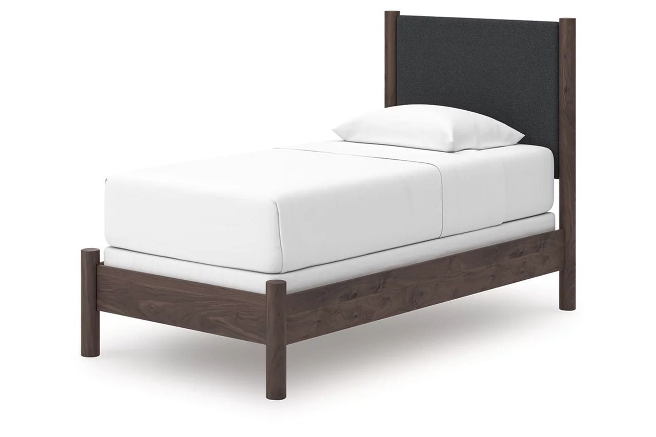Symarro Twin Upholstered Panel Bed In Brown NCB2614B20