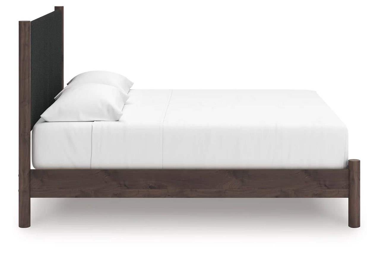 Symarro King Upholstered Panel Platform Bed In Brown NCB2614B28