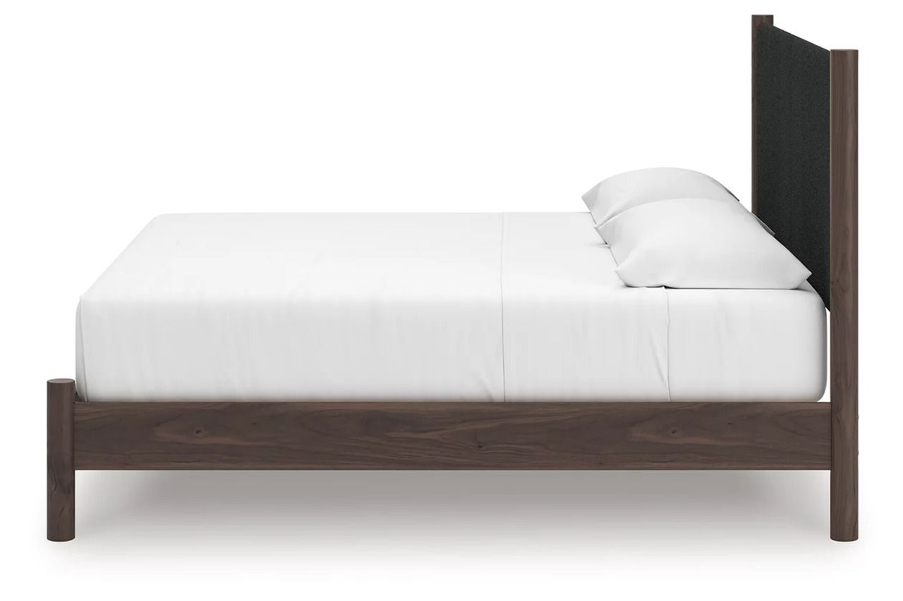 Symarro King Upholstered Panel Platform Bed In Brown NCB2614B28