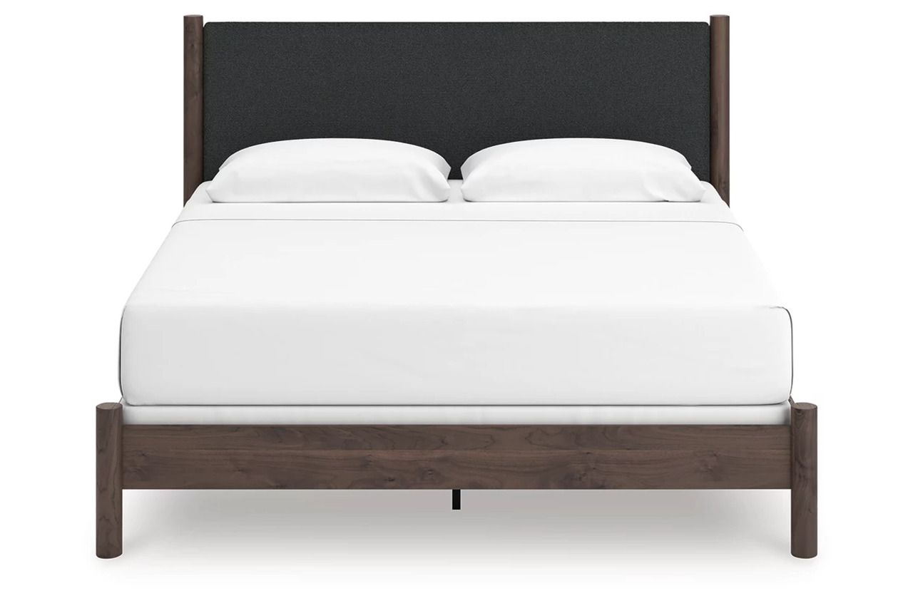 Symarro King Upholstered Panel Bed In Brown NCB2614B29