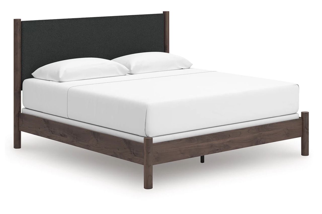 Symarro King Upholstered Panel Bed In Brown NCB2614B29