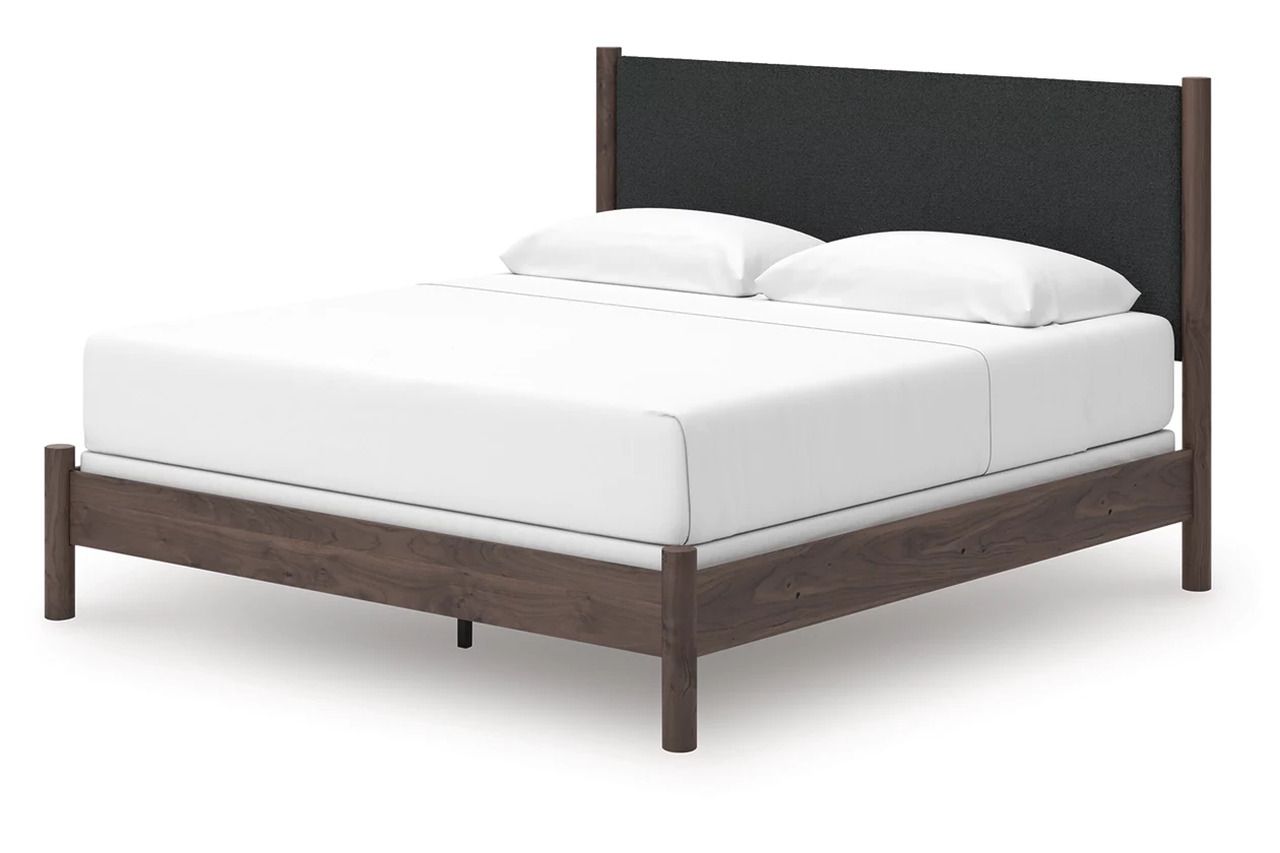 Symarro King Upholstered Panel Bed In Brown NCB2614B29
