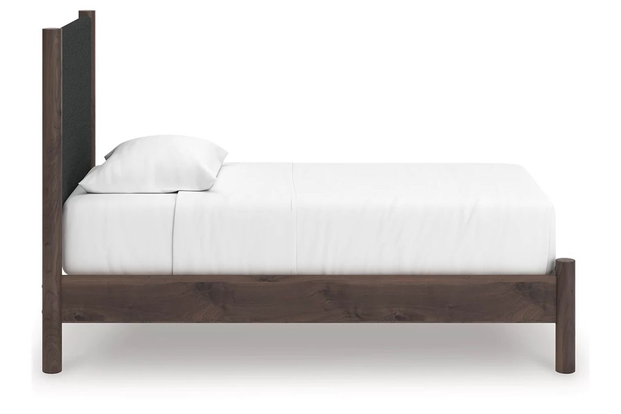 Symarro Twin Upholstered Panel Platform Bed In Brown NCB2614B8