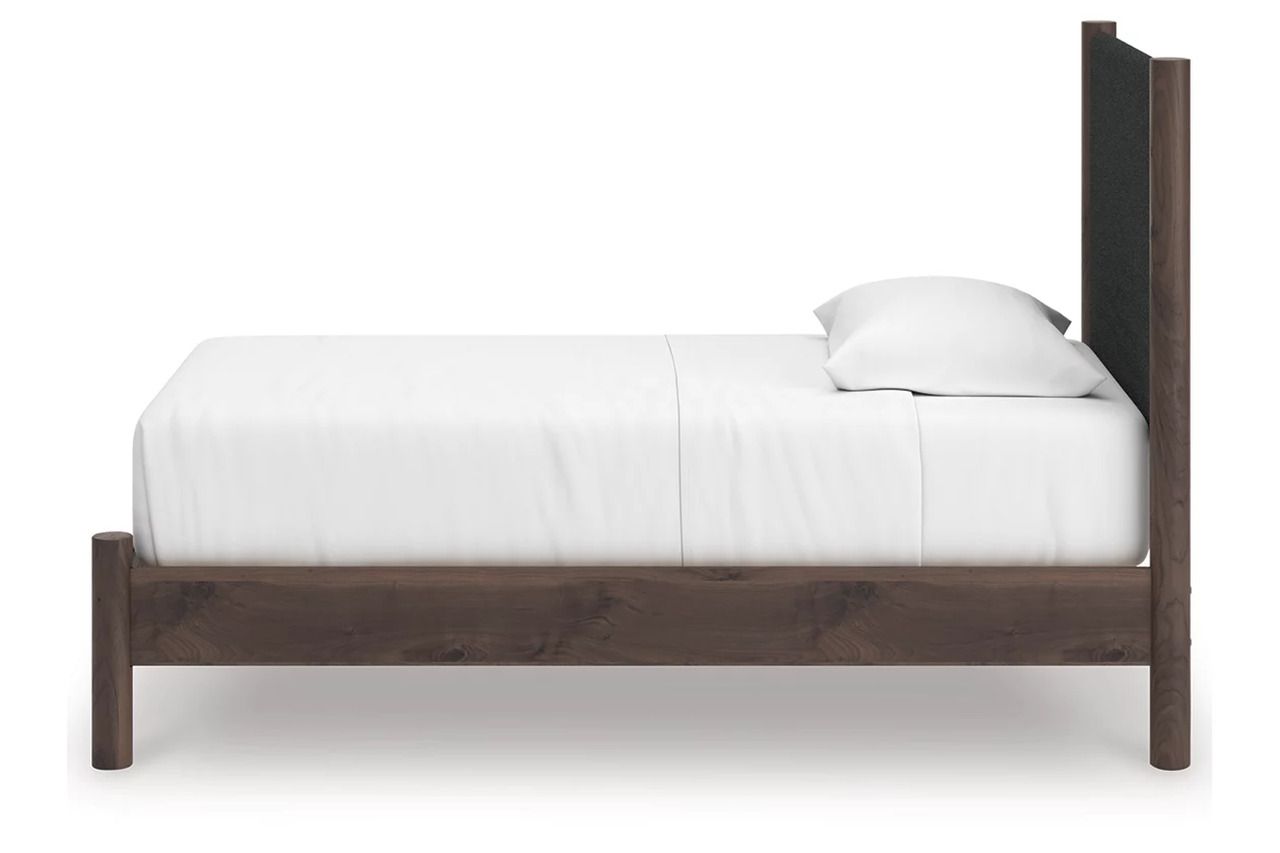 Symarro Twin Upholstered Panel Platform Bed In Brown NCB2614B8