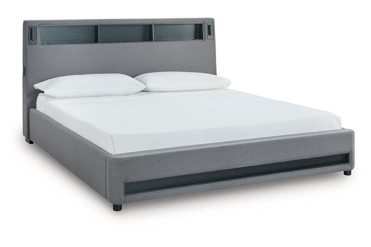 Wronske King Upholstered Bed In Gray NCB2721B21