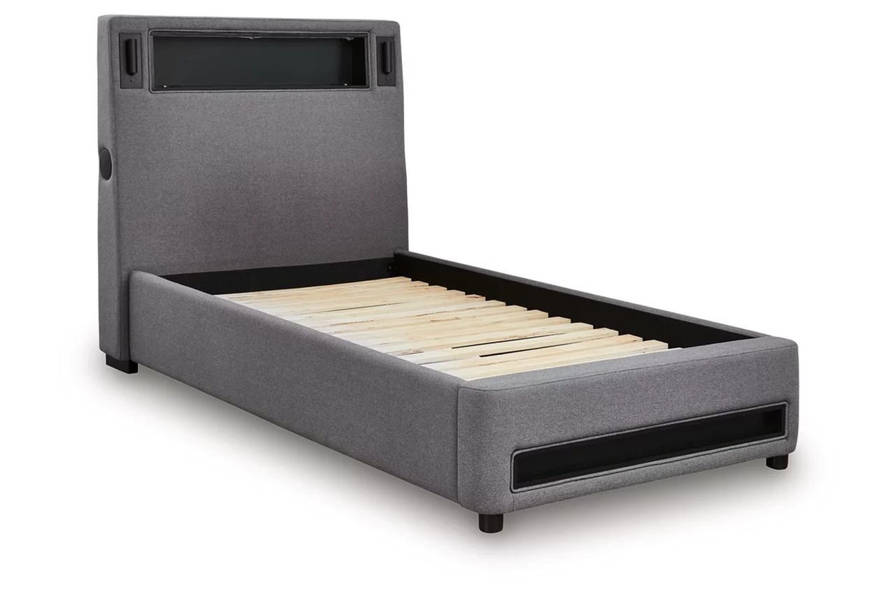 Wronske Twin Upholstered Bed In Gray NCB2721B23