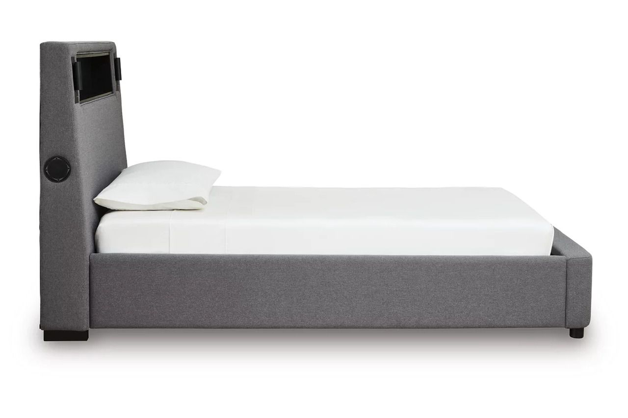 Wronske Twin Upholstered Bed In Gray NCB2721B23
