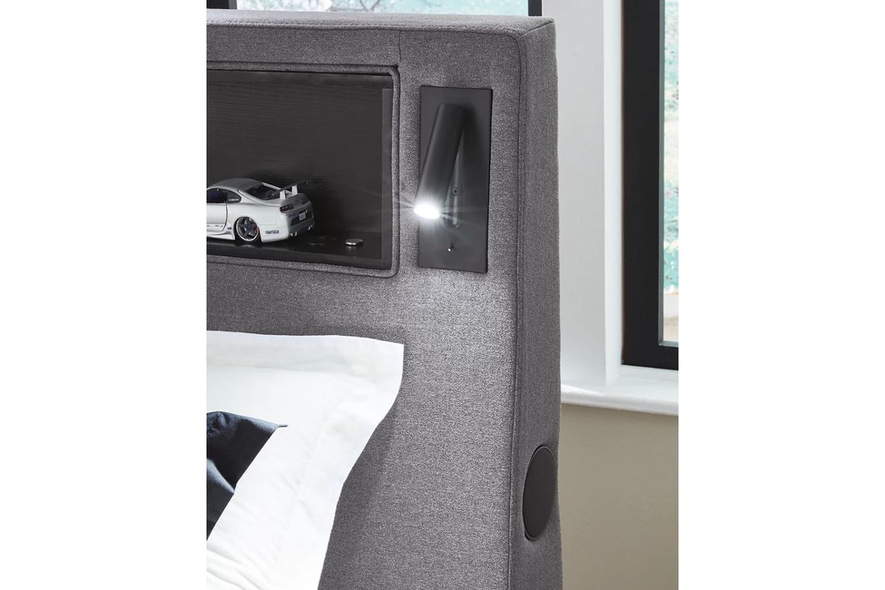 Wronske Twin Upholstered Bed In Gray NCB2721B23