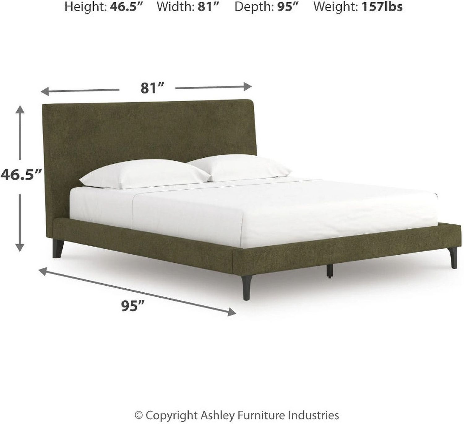 Darcalli California King Upholstered Bed with Roll Slats In Sage Green NCB336794