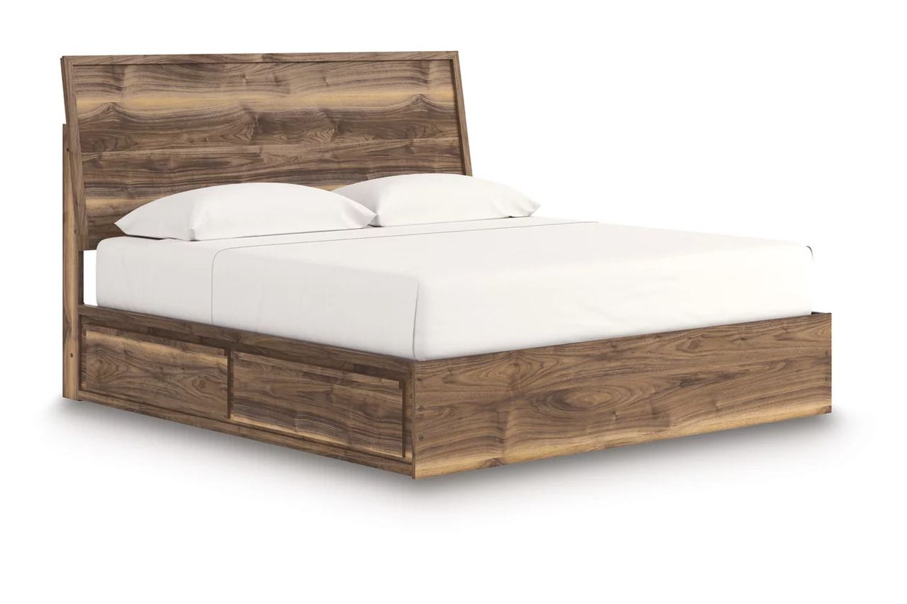 Darcalli King Panel Bed with Storage In Brown NCB3367B14