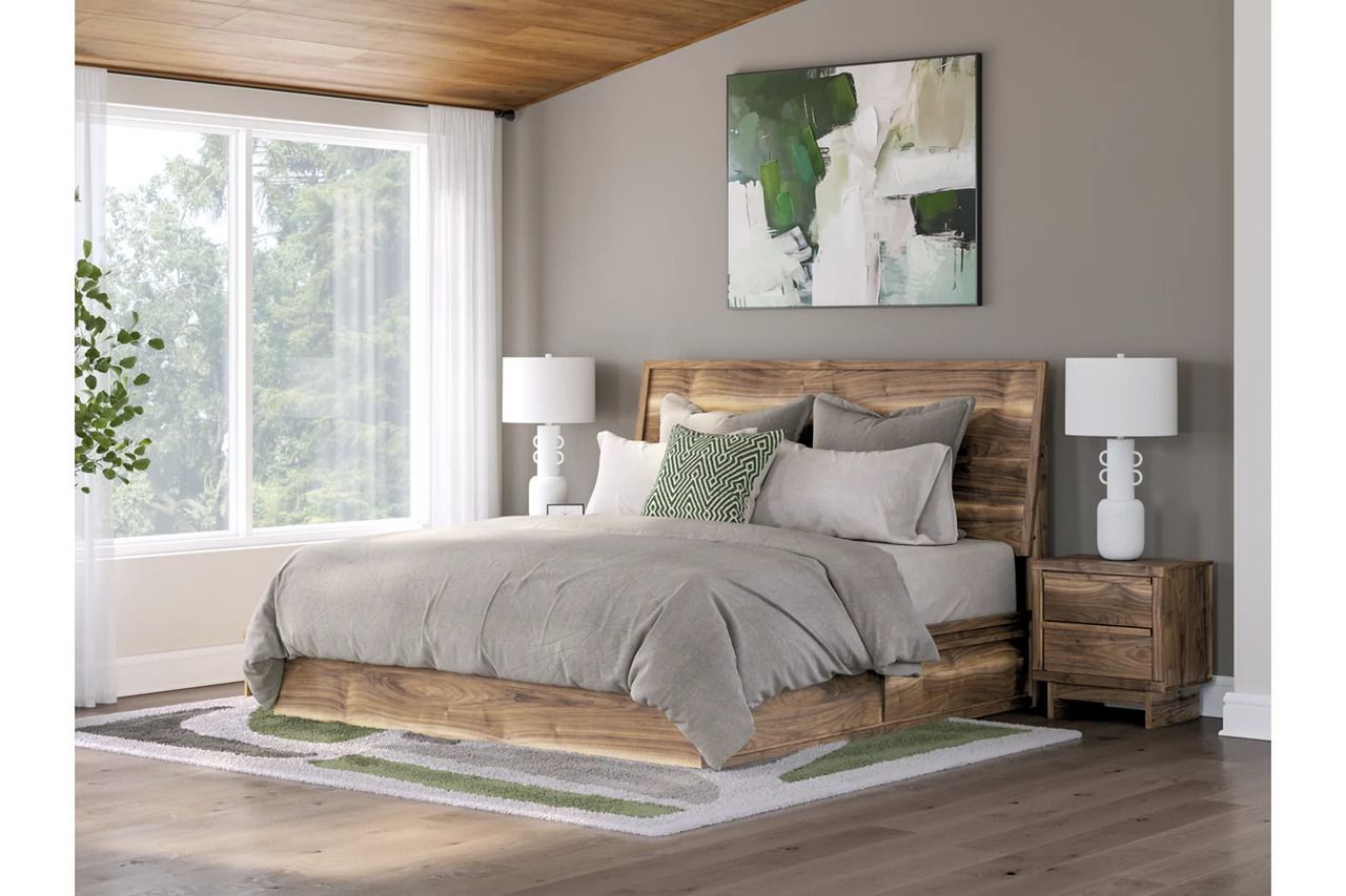 Darcalli King Panel Bed with Storage In Brown NCB3367B14