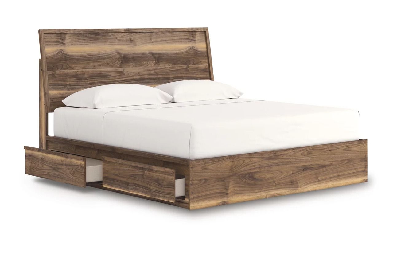 Darcalli King Panel Bed with Storage In Brown NCB3367B14