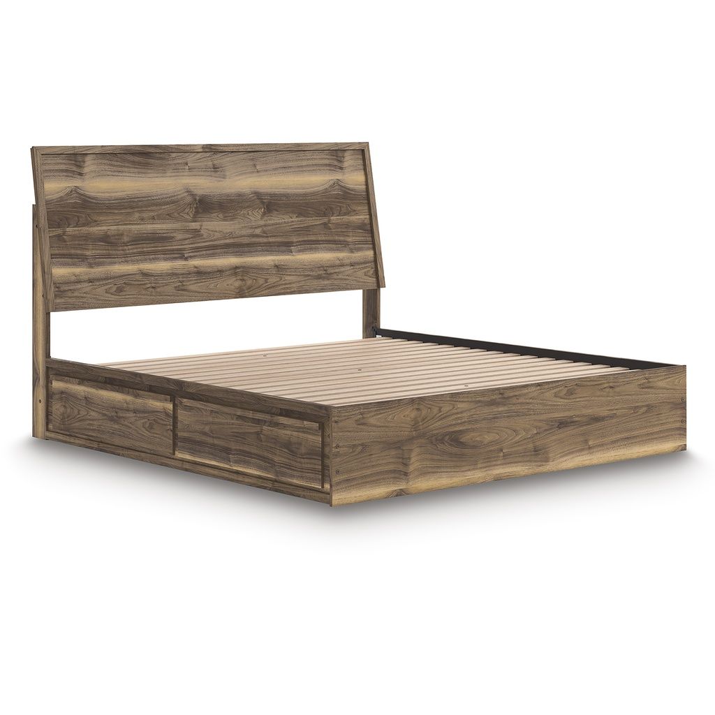 Darcalli King Panel Bed with Storage In Brown NCB3367B14