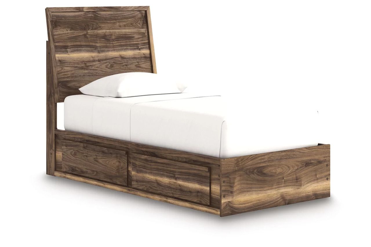 Darcalli Twin Panel Bed with Storage In Brown NCB3367B27