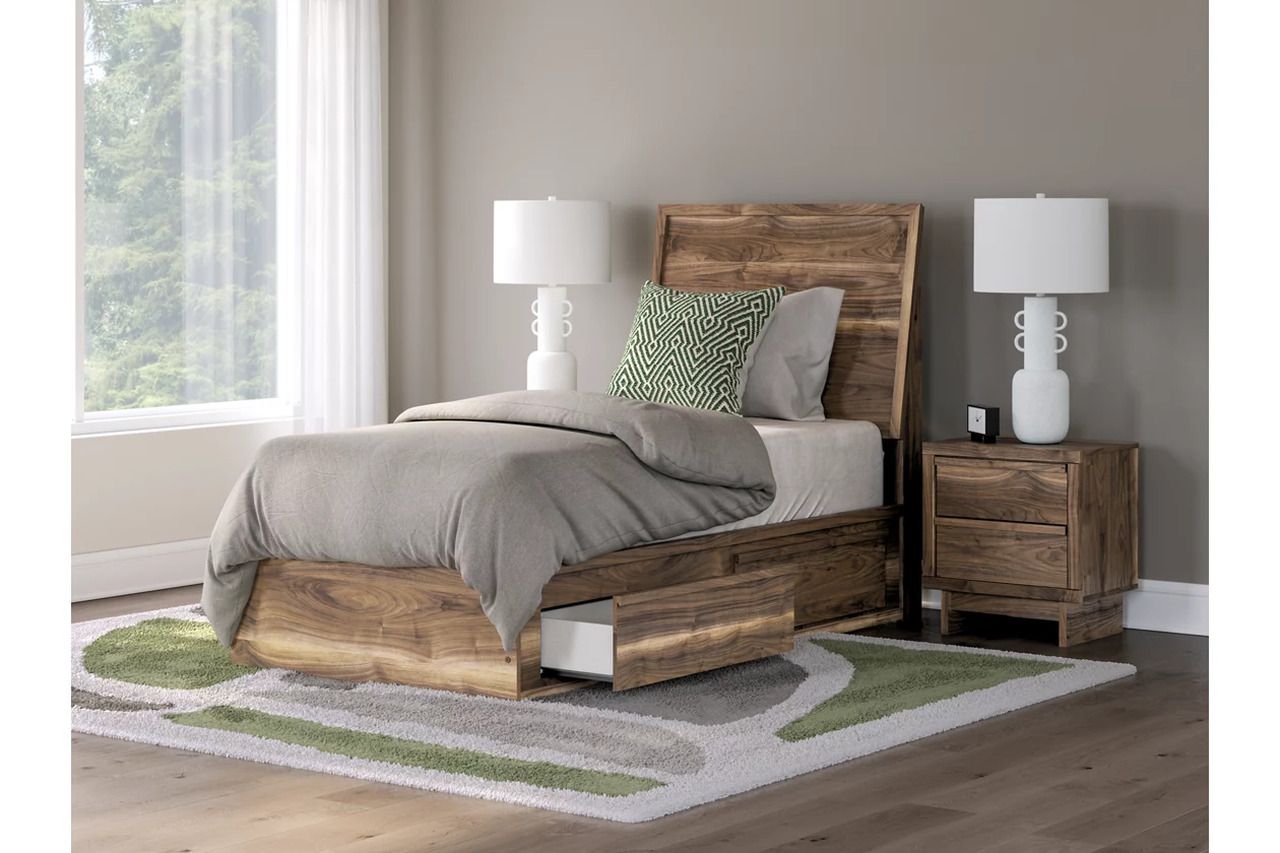 Darcalli Twin Panel Bed with Storage In Brown NCB3367B27