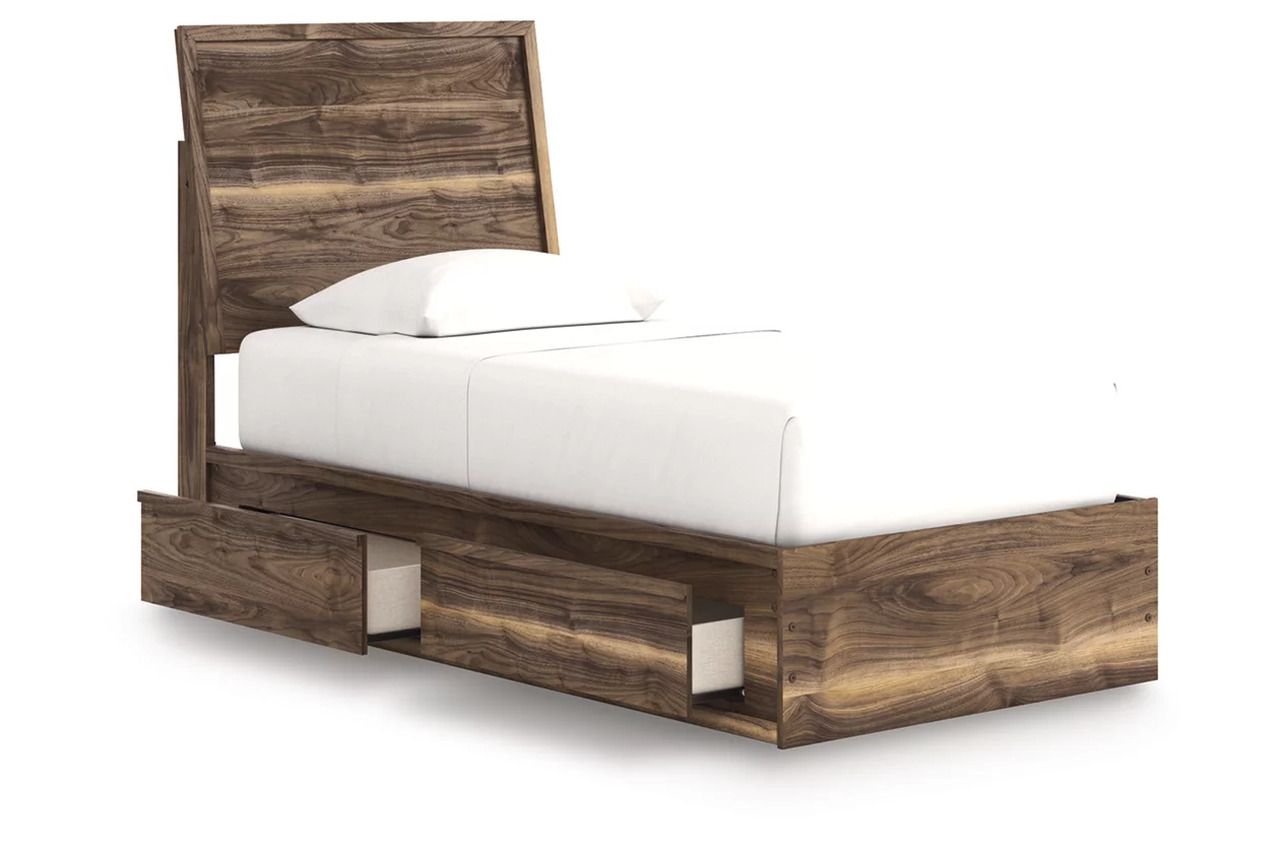 Darcalli Twin Panel Bed with Storage In Brown NCB3367B27