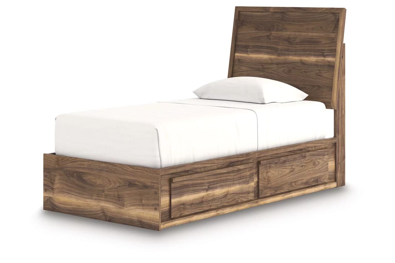 Darcalli Twin Panel Bed with Storage In Brown NCB3367B27