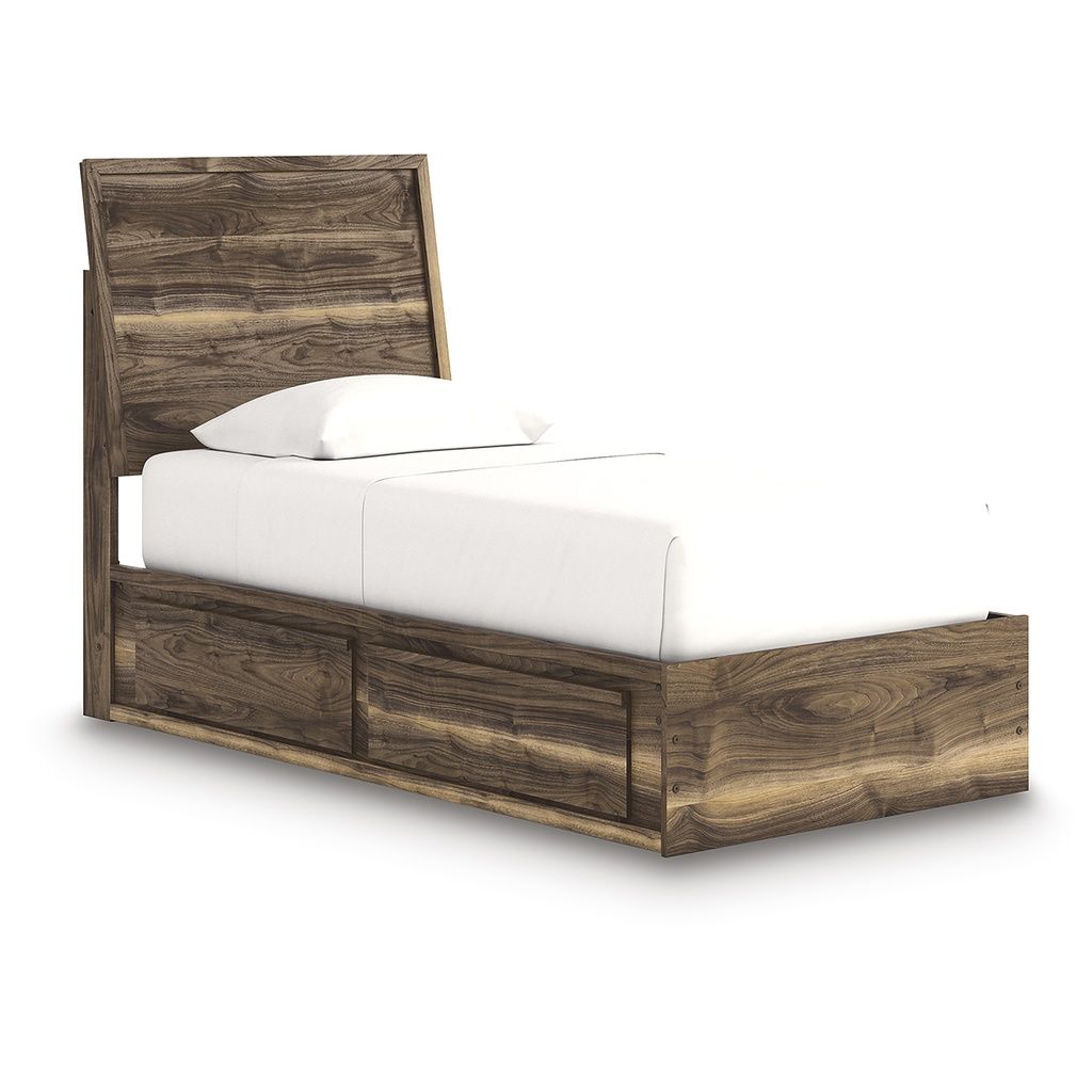 Darcalli Twin Panel Bed with Storage In Brown NCB3367B27