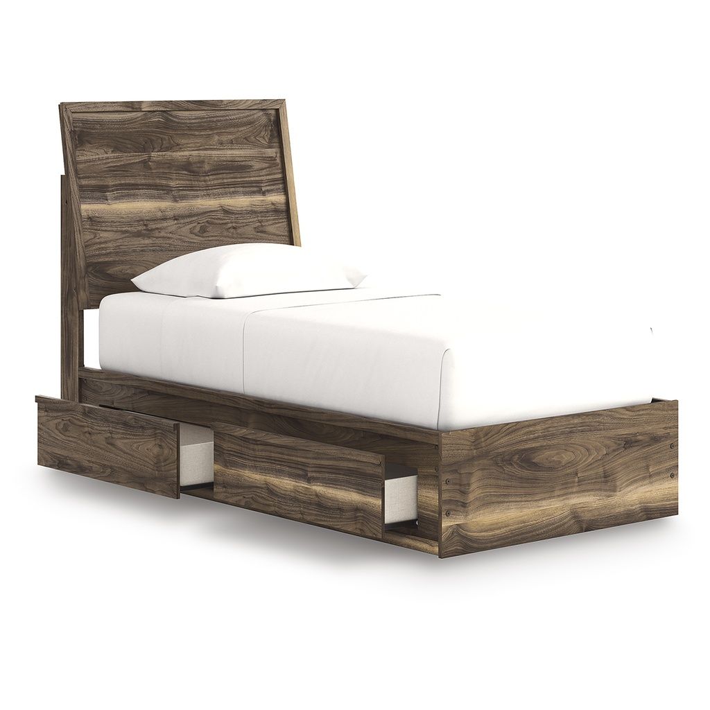 Darcalli Twin Panel Bed with Storage In Brown NCB3367B27
